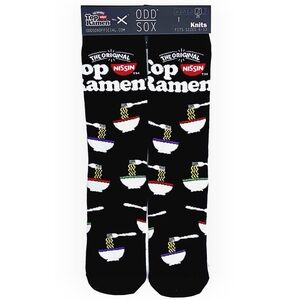 Odd Sox Nissin Ramen Noodles Crew Socks Mens Womens Fun Gift Black White Novelty
